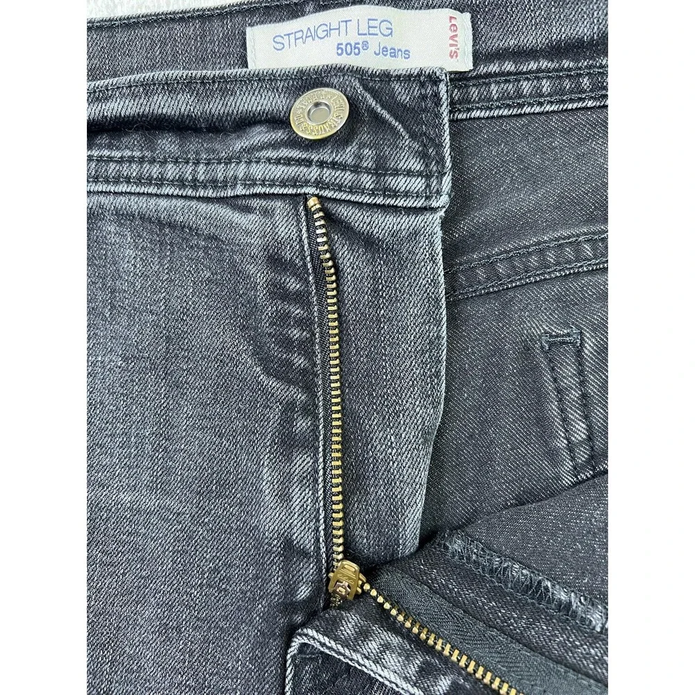 Levis‎ 505 Jeans Mens 36x30 Black Straight Leg Denim Stretch Classic 5 Pocket